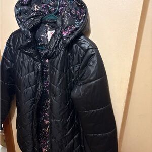 Justice Black Puffer Jacket with Colorful Lining